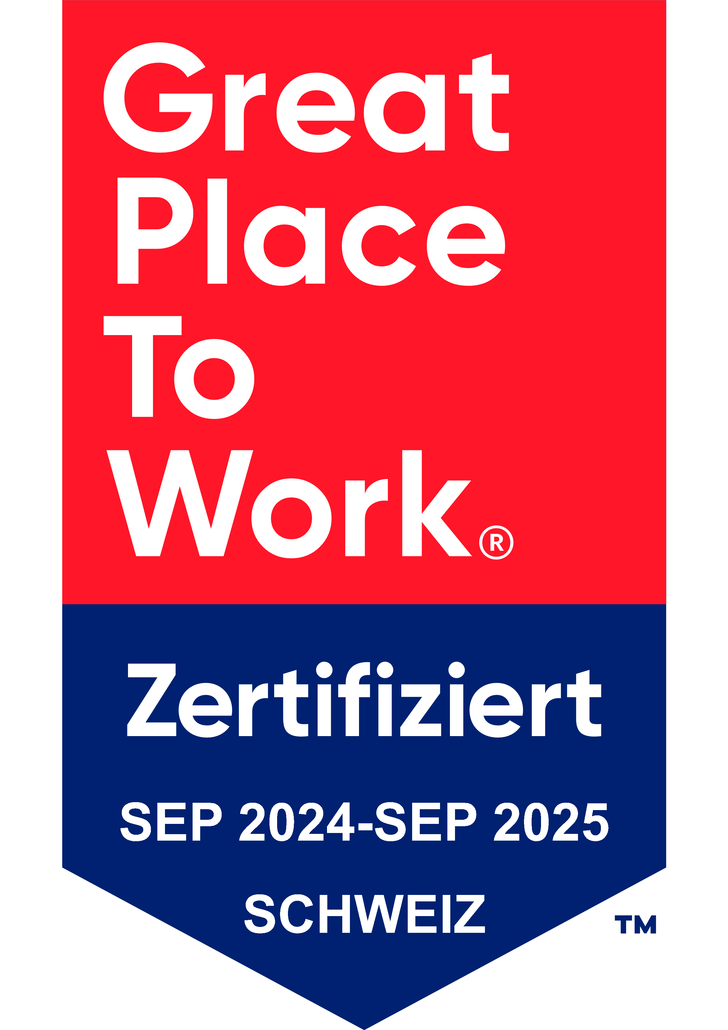 Great Place To Work ® Zertifiziert SEP 2024- SEP 2025 Schweiz
